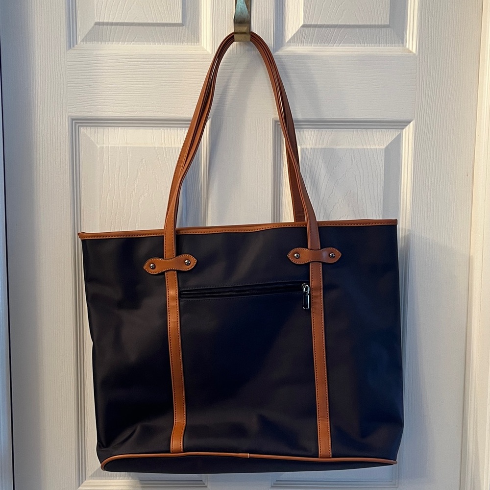 Classic Navy Blue and Tan Women's Tote Bag